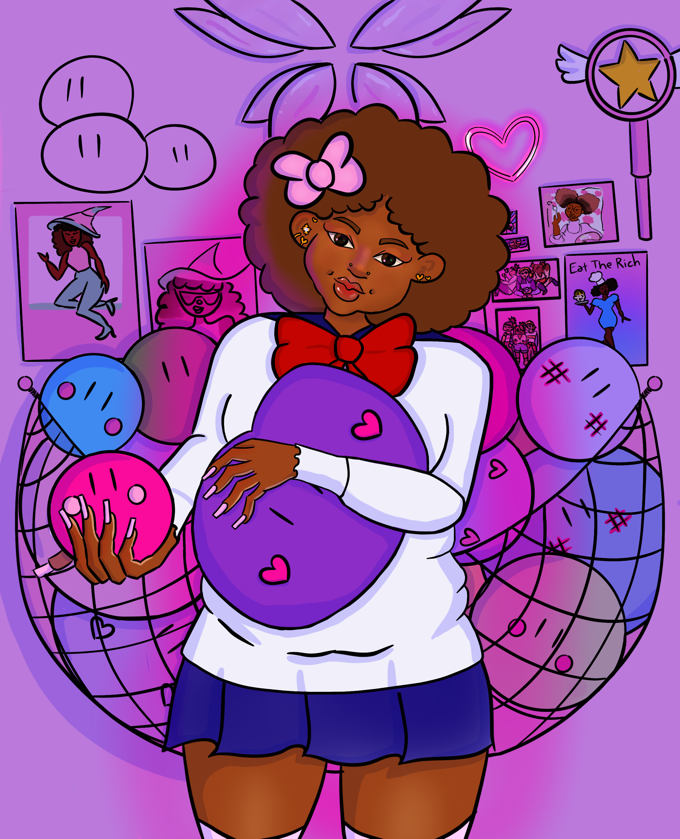 Digital Fanart of Ninti's Nagisa Cosplay holding a dango